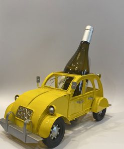 Sujet Métal Porte Bouteille 2 CV JAUNE (sans la bouteille)