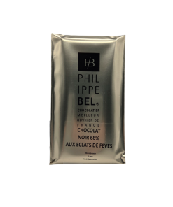 Chocolaterie Philippe Bel Meilleur Ouvrier de France Chocolatier Chocolat Noir 68% aux éclats de fèves 80g